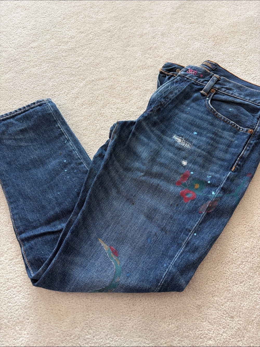 Polo by Ralph Lauren Indigo Skinny Jeans with Paint Accents